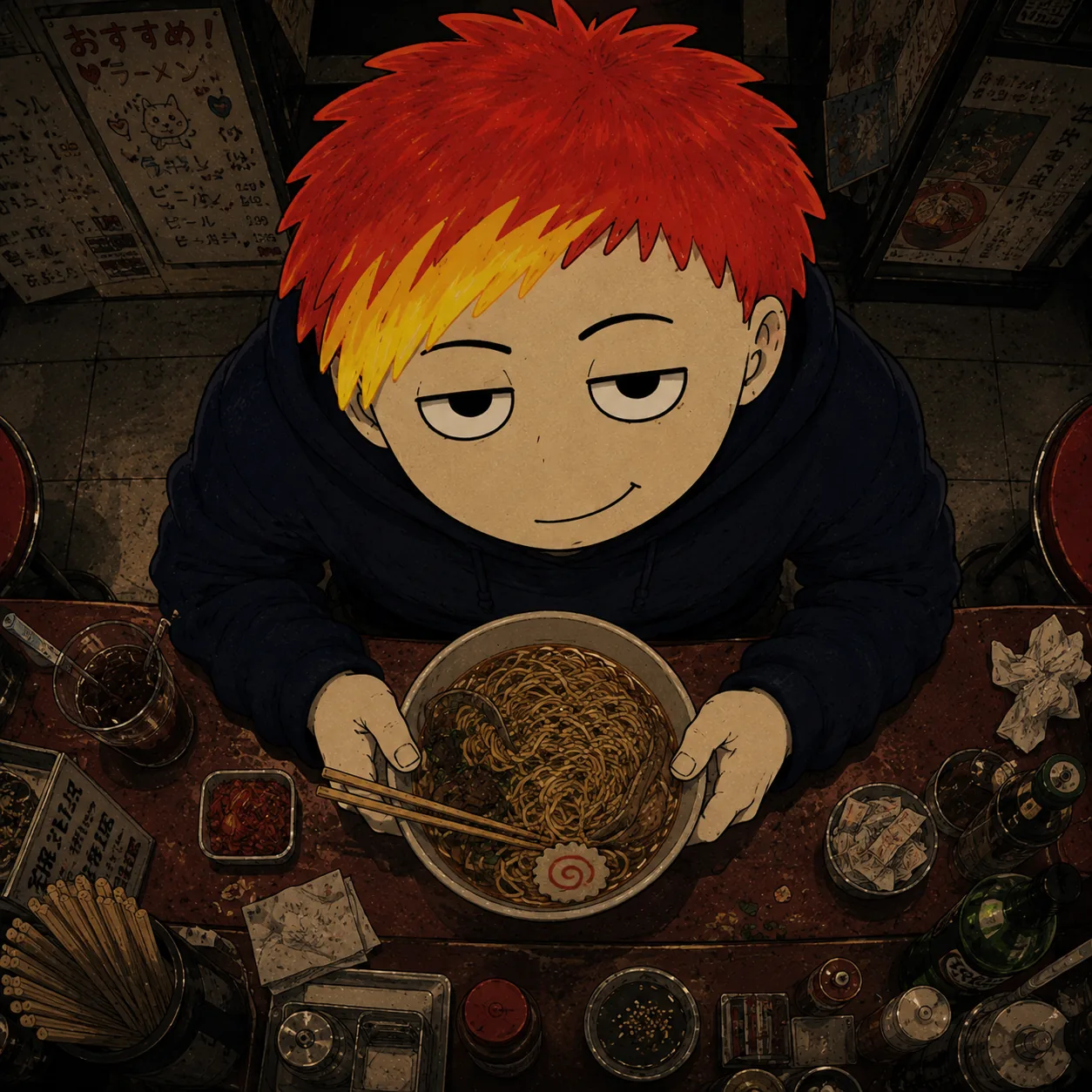 Byoch over a bowl of ramen